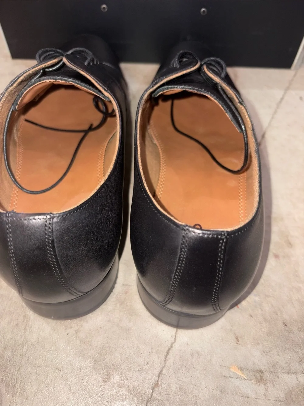 Aldo Black Leather Cap-Toe Derby Shoes